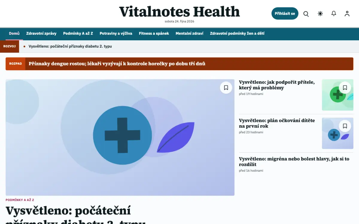 Vitalnotes — šablona webu v kategorii Zdraví: zprávy, zobrazení na počítači