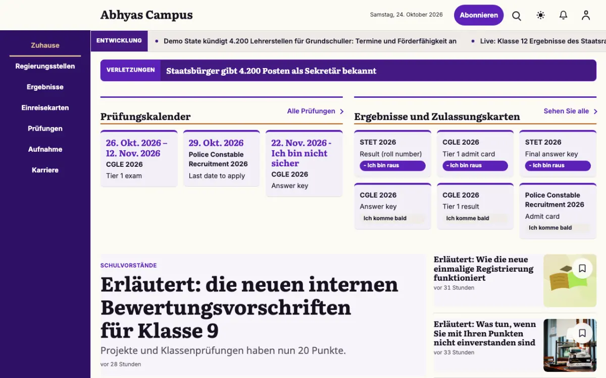 Workmark – Website-Vorlage für Bildung-News, Desktop-Ansicht