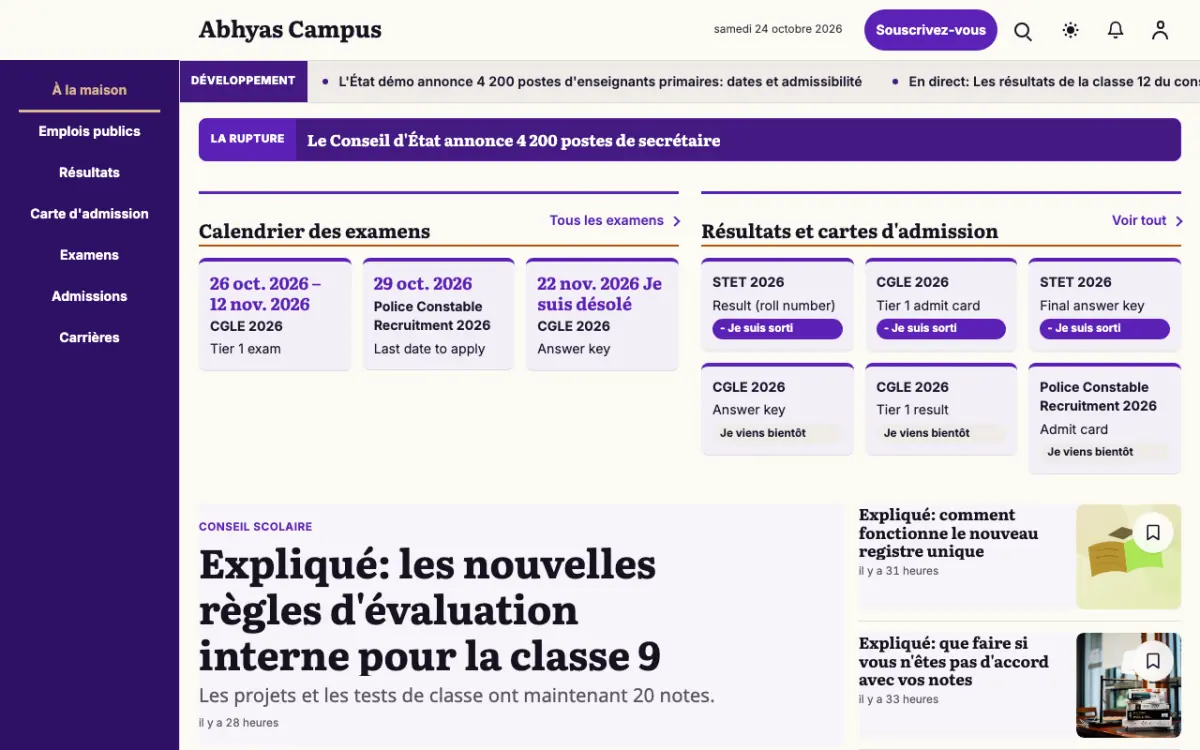 Workmark — modèle de site web Actualités Éducation, vue sur ordinateur