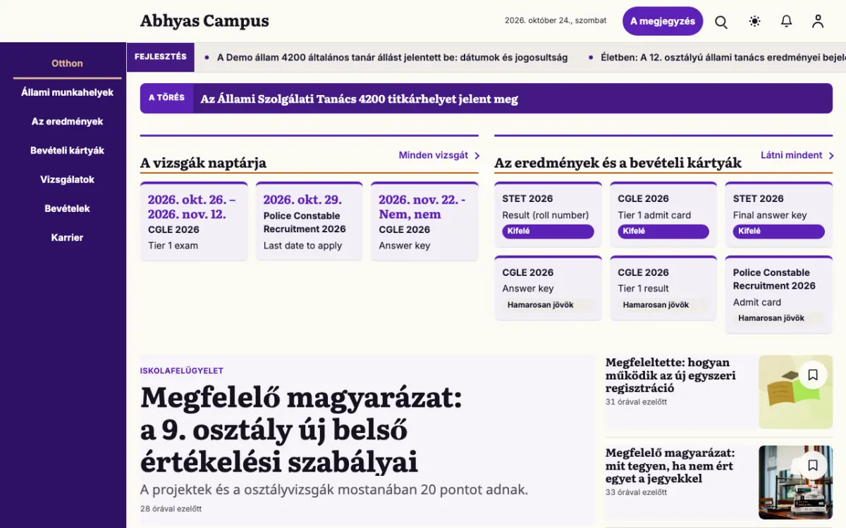 Workmark — Oktatás: hírek weboldalsablon, asztali nézet