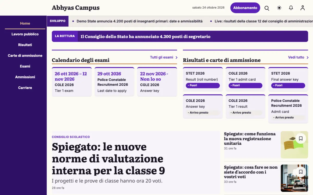 Workmark – template di sito per News Istruzione, vista desktop