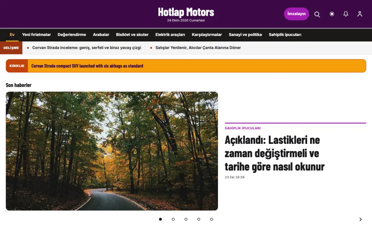 Hotlap — Otomotiv Haberleri web sitesi şablonu, masaüstü görünümü