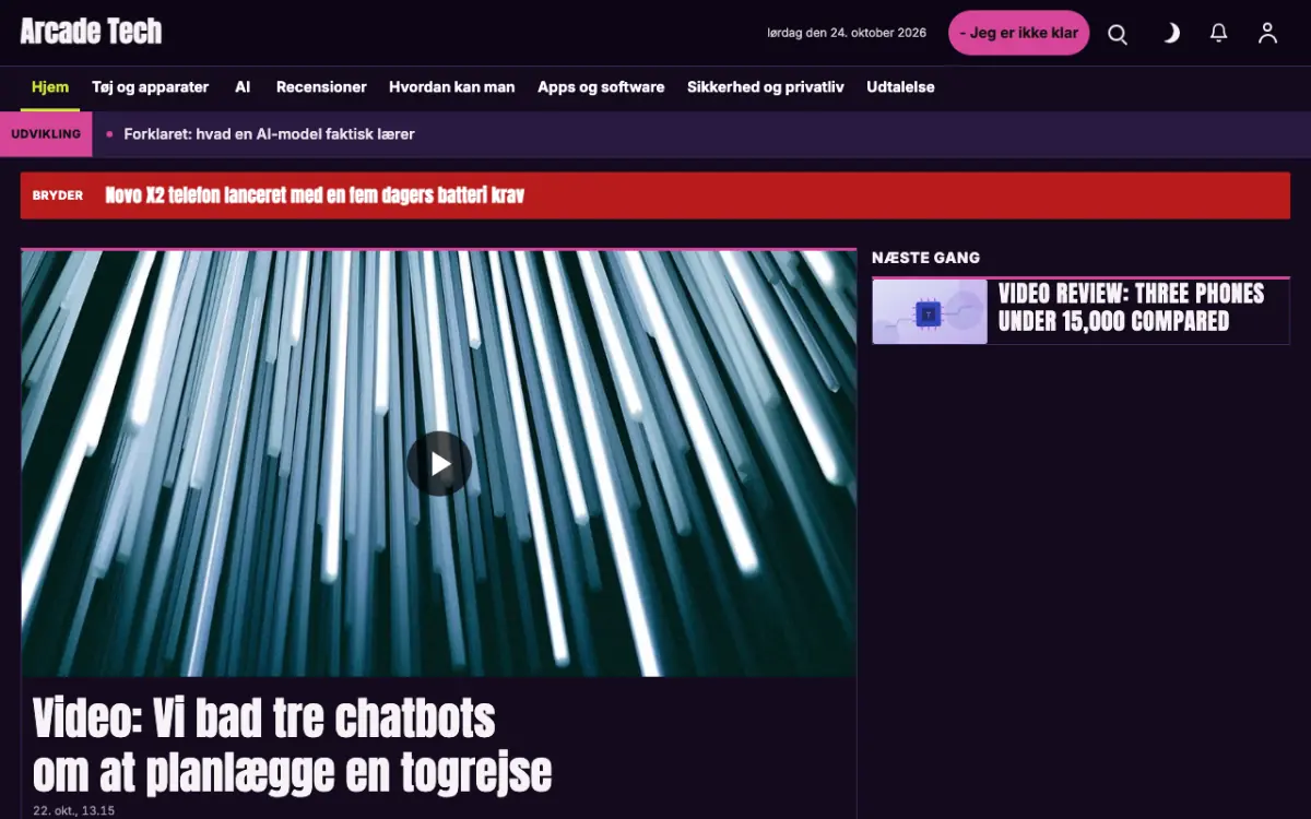 Joystick – hjemmesideskabelon til Teknologi News, skrivebordsvisning
