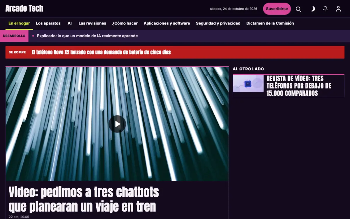Joystick — plantilla de sitio web de Noticias de Tecnología, vista de escritorio