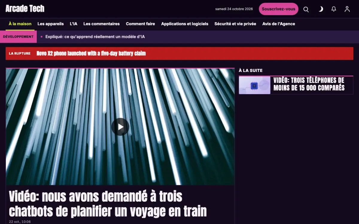 Joystick — modèle de site web Actualités Technologie, vue sur ordinateur