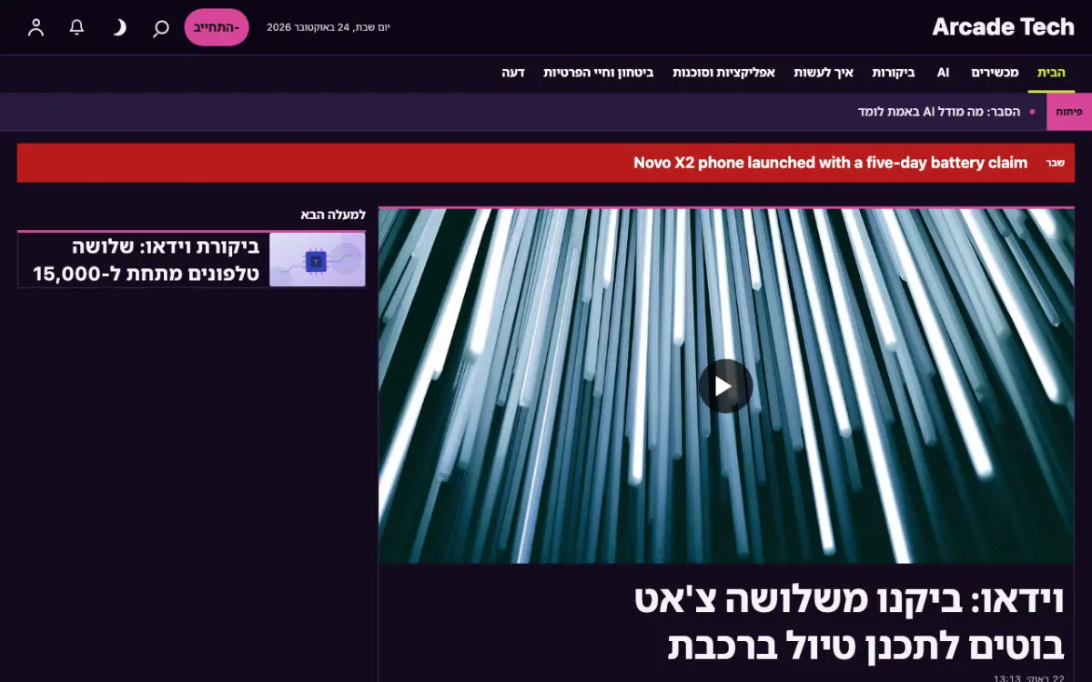 Joystick — תבנית אתר חדשות טכנולוגיה, תצוגת מחשב