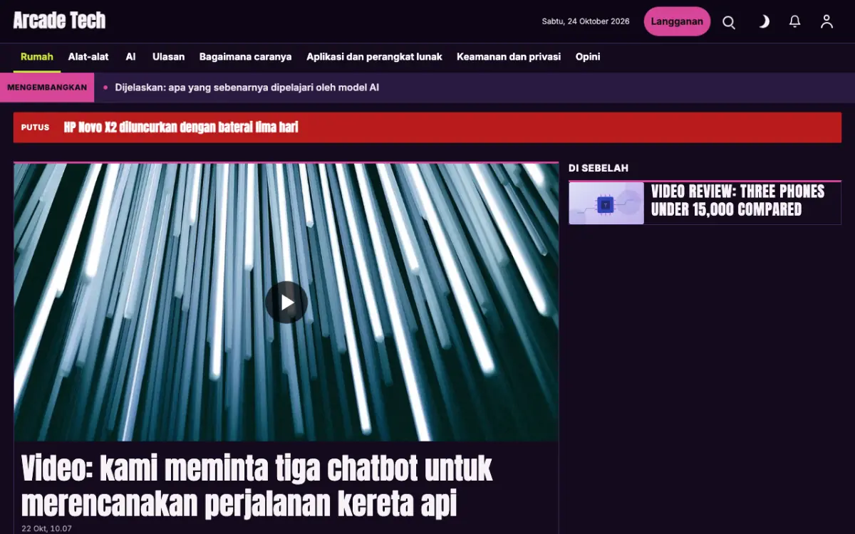 Joystick — template situs Berita Teknologi, tampilan desktop