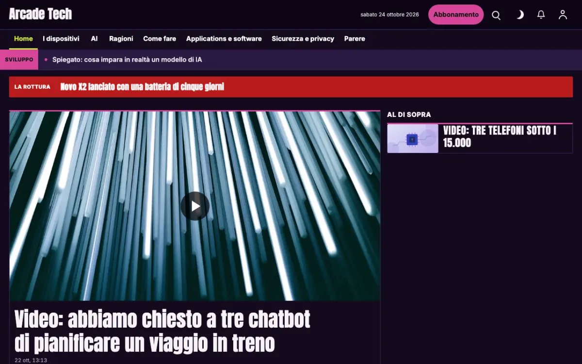 Joystick – template di sito per News Tecnologia, vista desktop