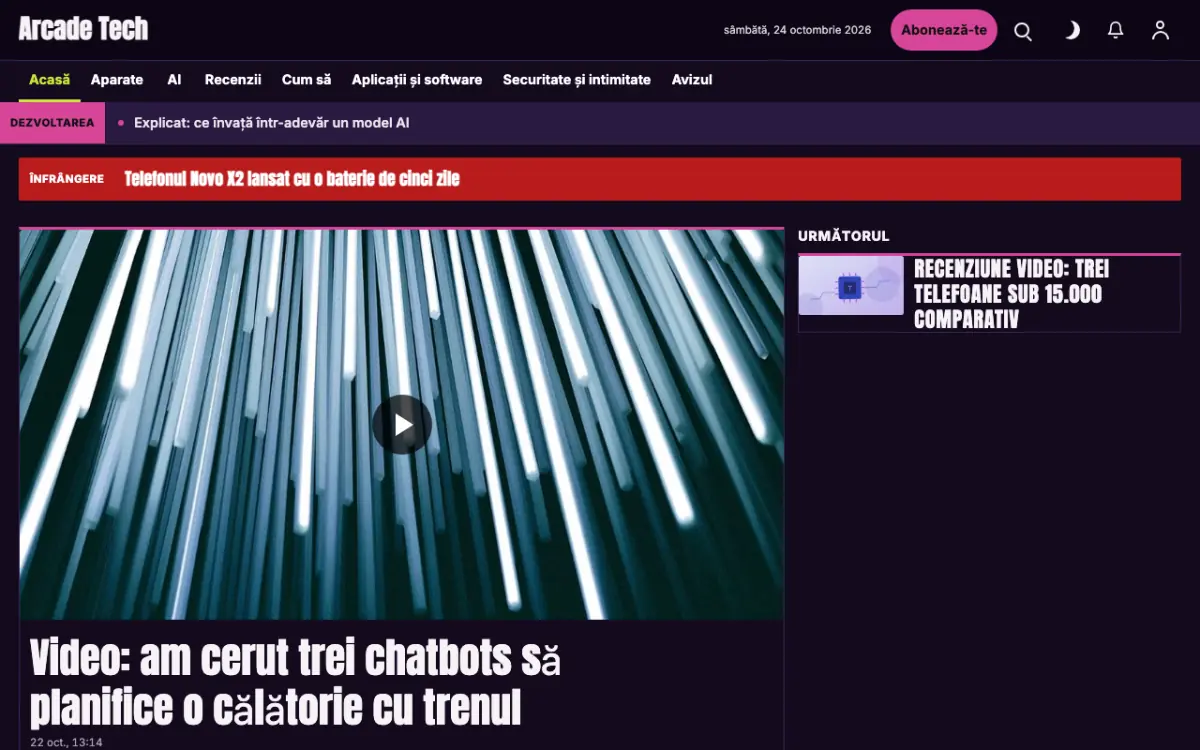 Joystick – șablon de site pentru Știri Tehnologie, vedere pe desktop