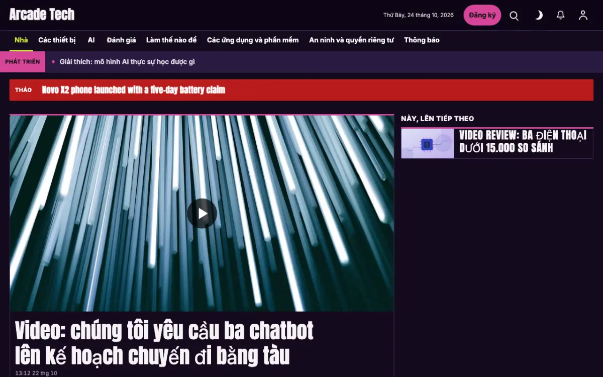 Joystick — mẫu website Tin Công nghệ, giao diện máy tính