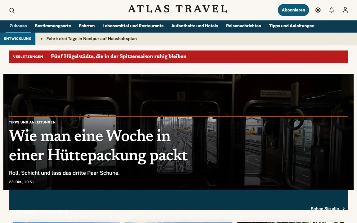 Waymarker – Website-Vorlage für Reisen-News, Desktop-Ansicht