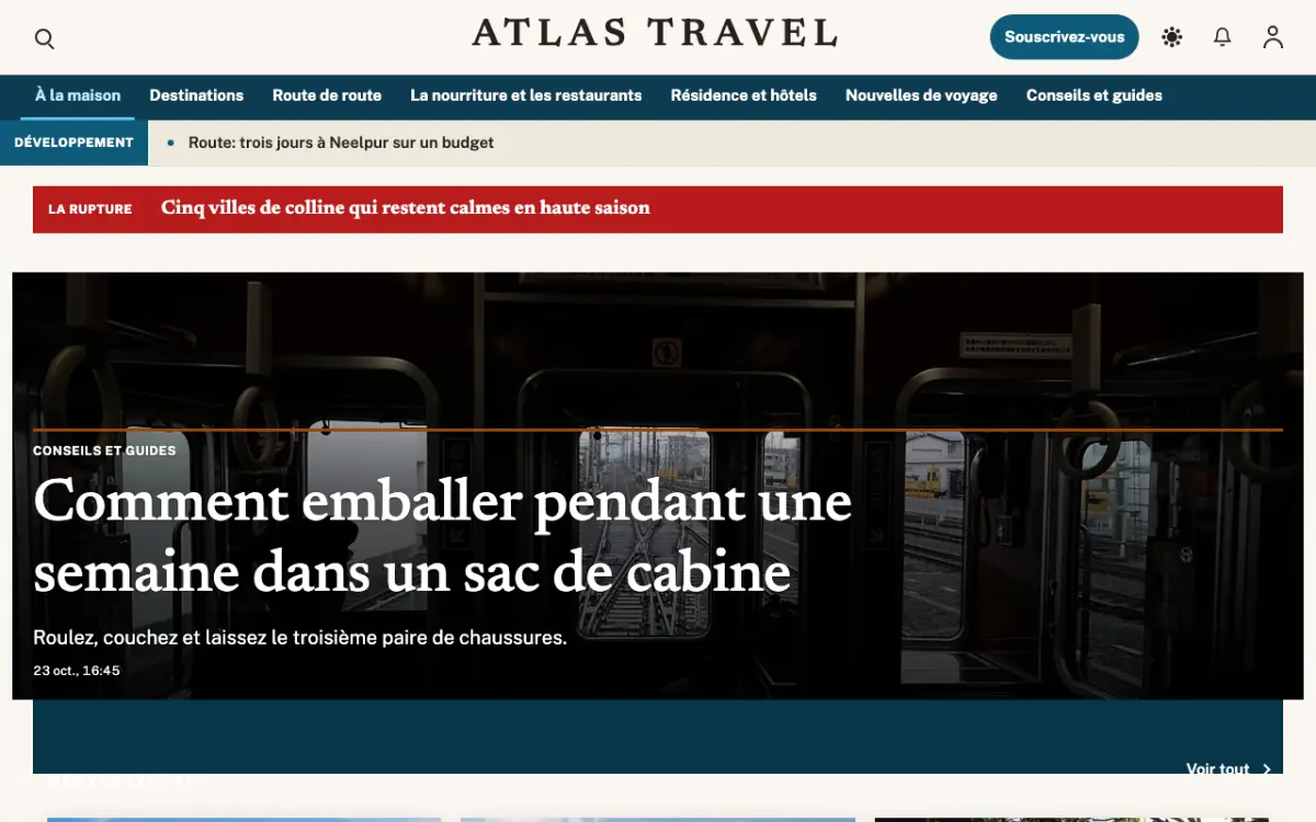 Waymarker — modèle de site web Actualités Voyage, vue sur ordinateur