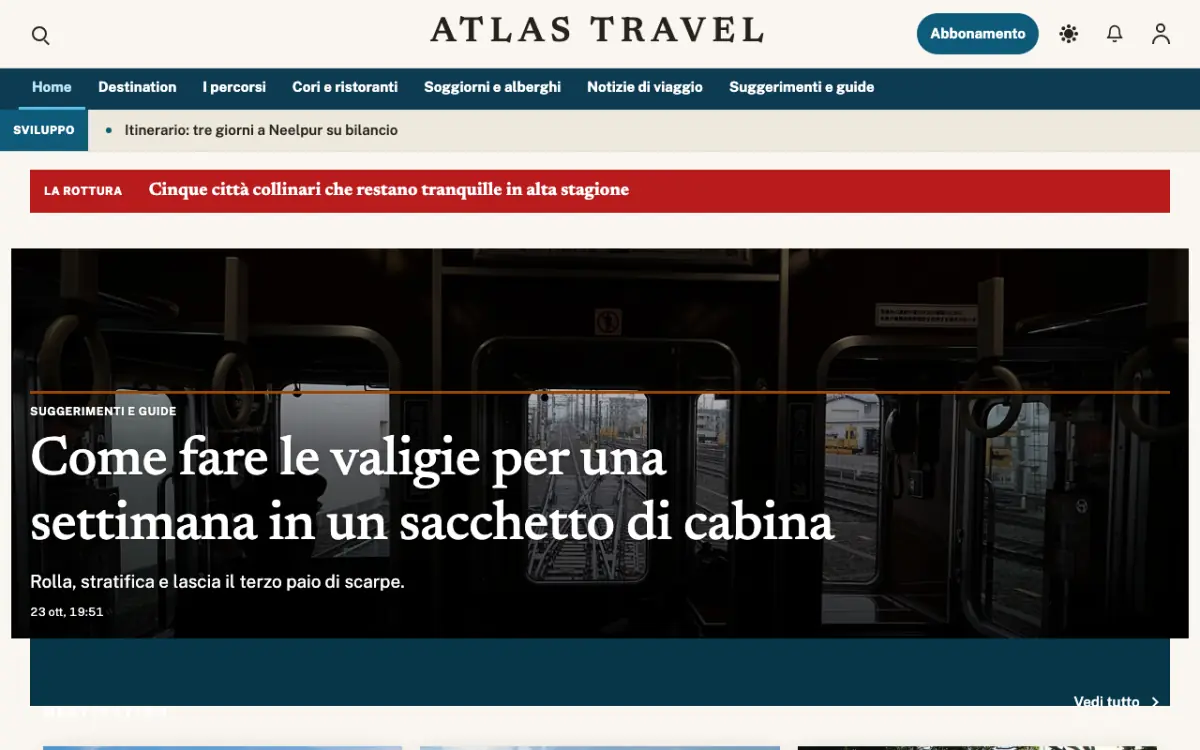 Waymarker – template di sito per News Viaggi, vista desktop