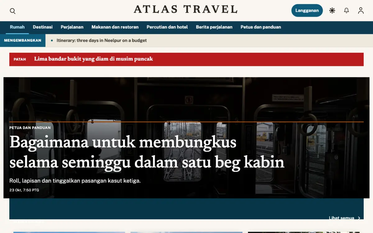 Waymarker — templat laman web Berita Pelancongan, paparan desktop