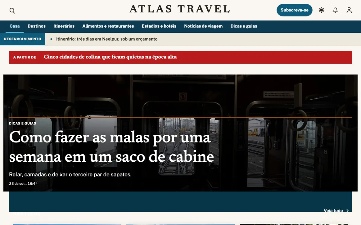 Waymarker — modelo de site de Notícias de Viagem, visualização em desktop