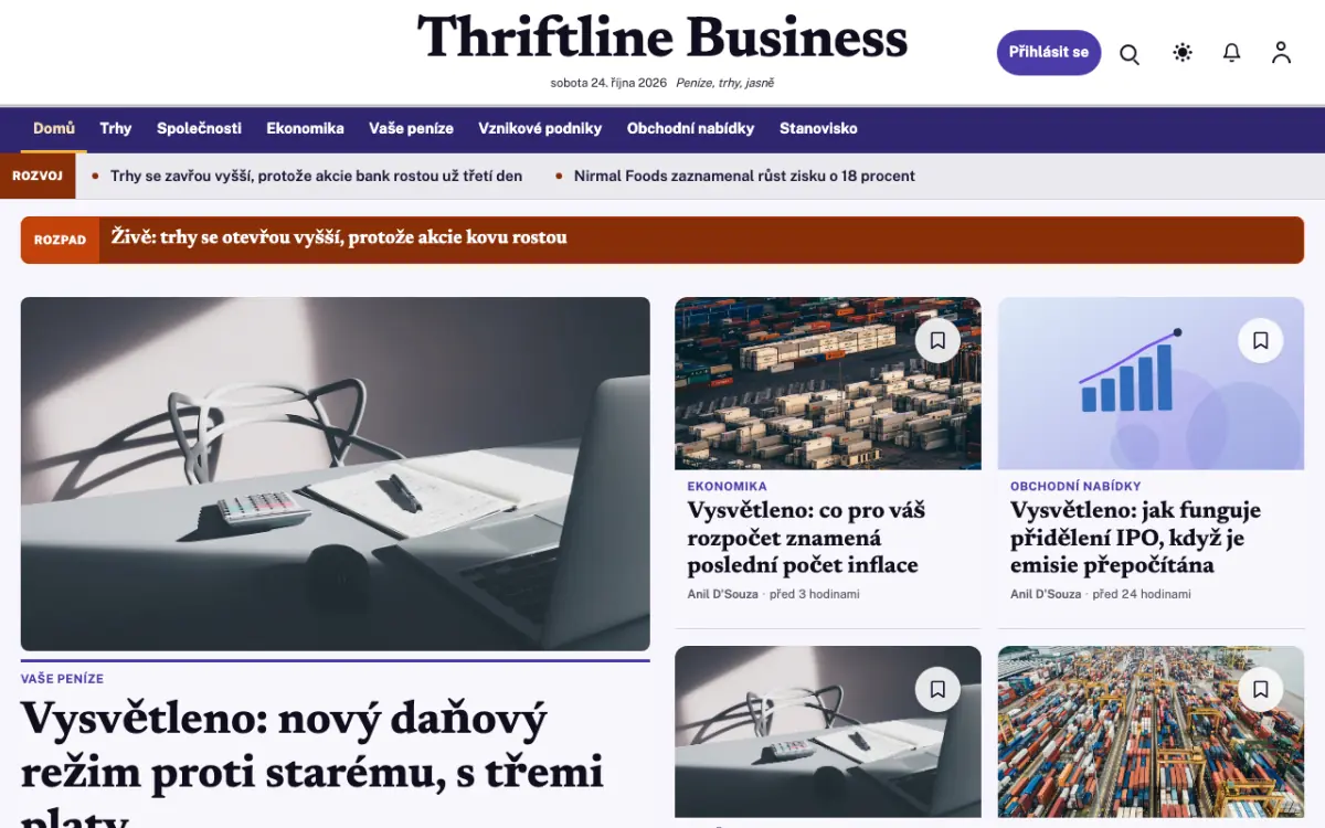 Thriftline — šablona webu v kategorii Byznys: zprávy, zobrazení na počítači