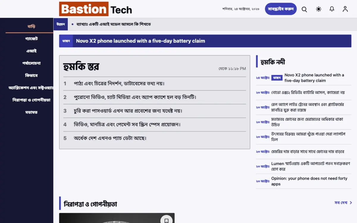 Moatguard — প্রযুক্তি সংবাদ ওয়েবসাইট টেমপ্লেট, ডেস্কটপ ভিউ