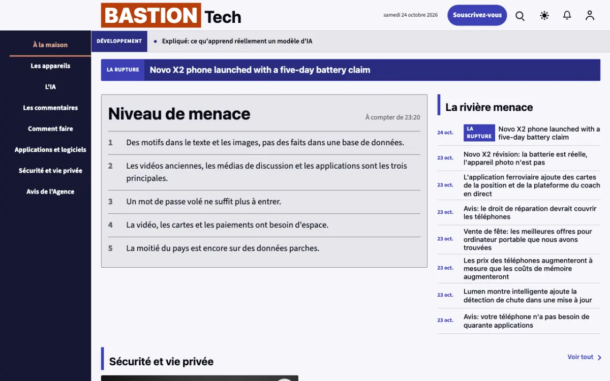 Moatguard — modèle de site web Actualités Technologie, vue sur ordinateur