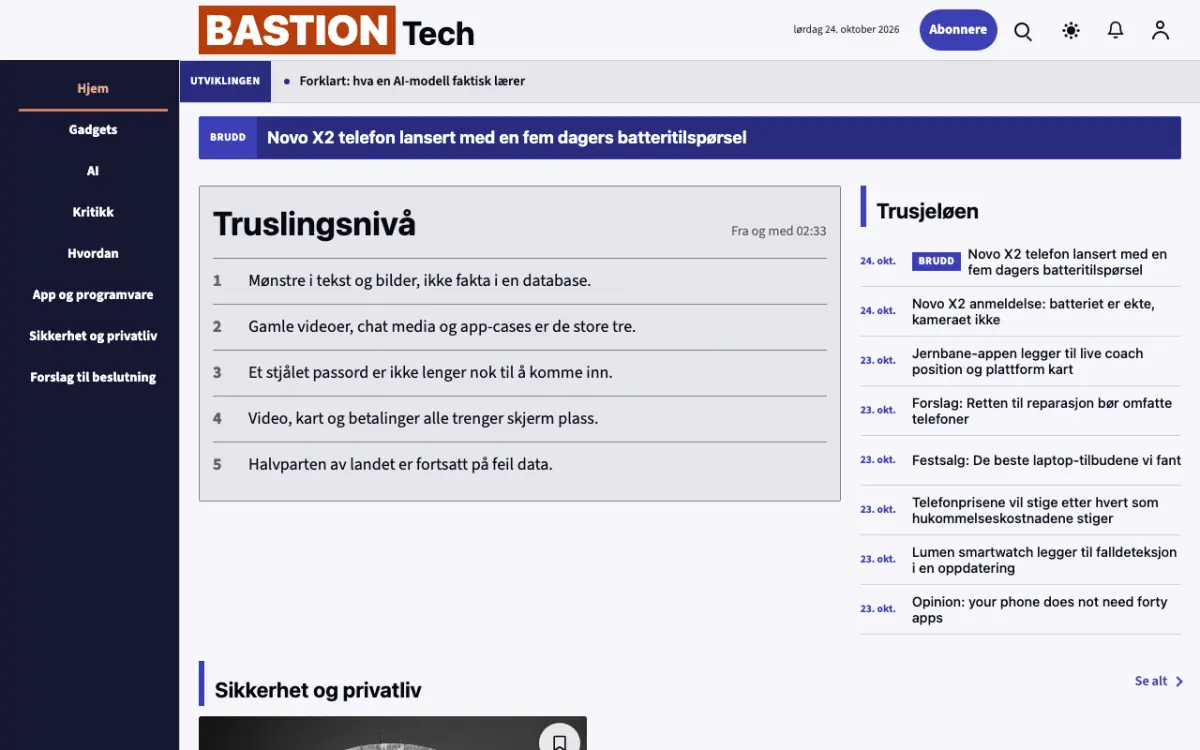 Moatguard – nettstedmal for Teknologi News, skrivebordsvisning