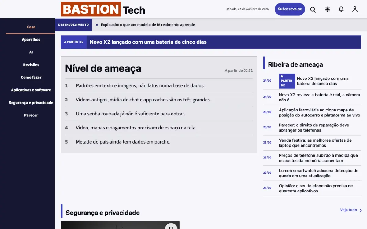 Moatguard — modelo de site de Notícias de Tecnologia, vista em computador