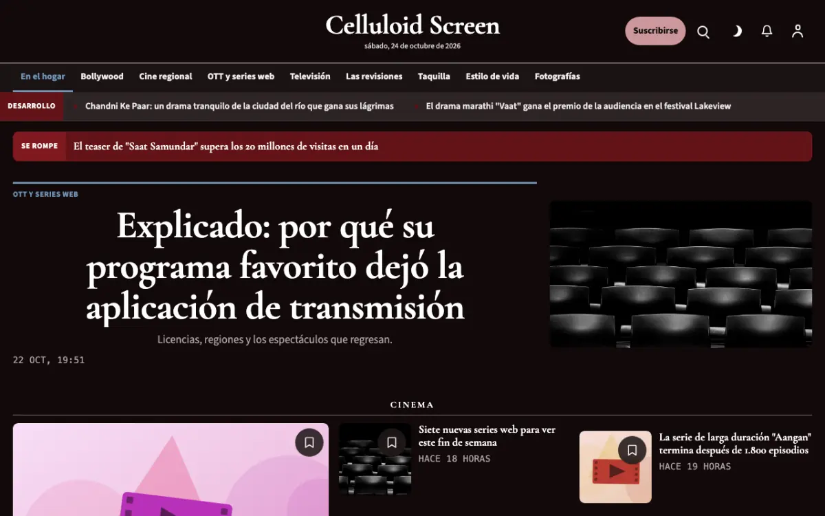 Celluloid — plantilla de sitio web de Noticias de Entretenimiento, vista de escritorio