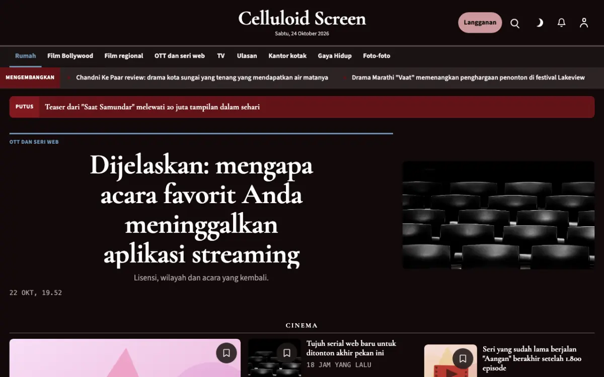 Celluloid — template situs Berita Hiburan, tampilan desktop
