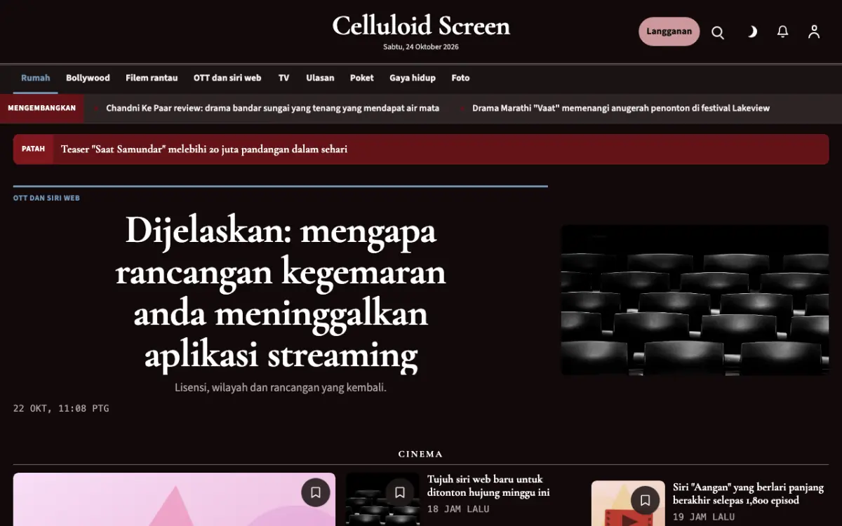 Celluloid — templat laman web Berita Hiburan, paparan desktop