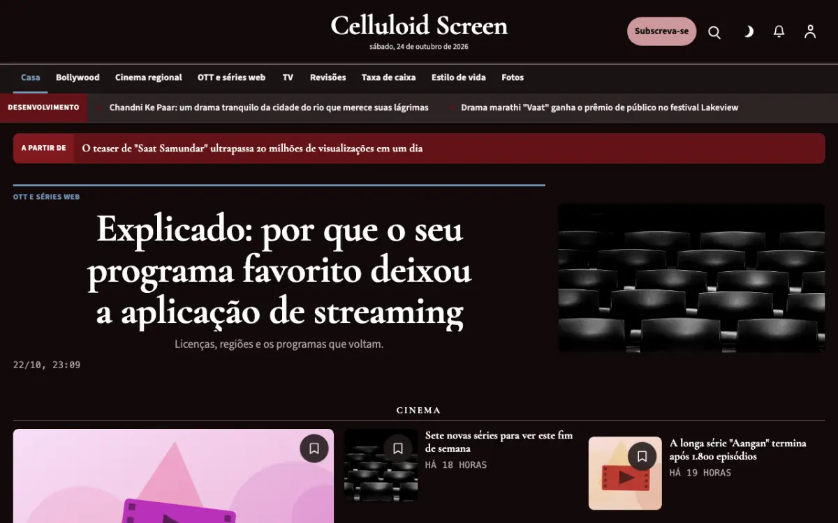 Celluloid — modelo de site de Notícias de Entretenimento, vista em computador
