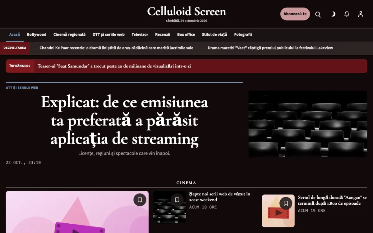 Celluloid – șablon de site pentru Știri Divertisment, vedere pe desktop