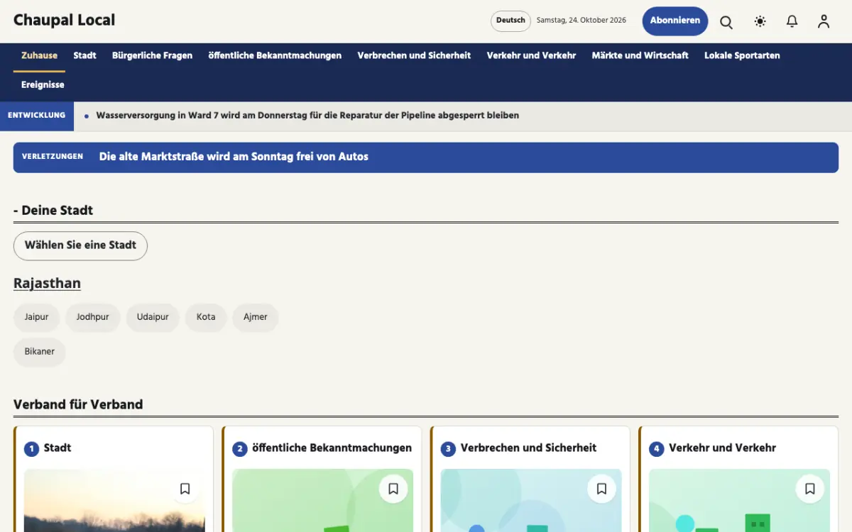 Townwell – Website-Vorlage für Lokales-News, Desktop-Ansicht