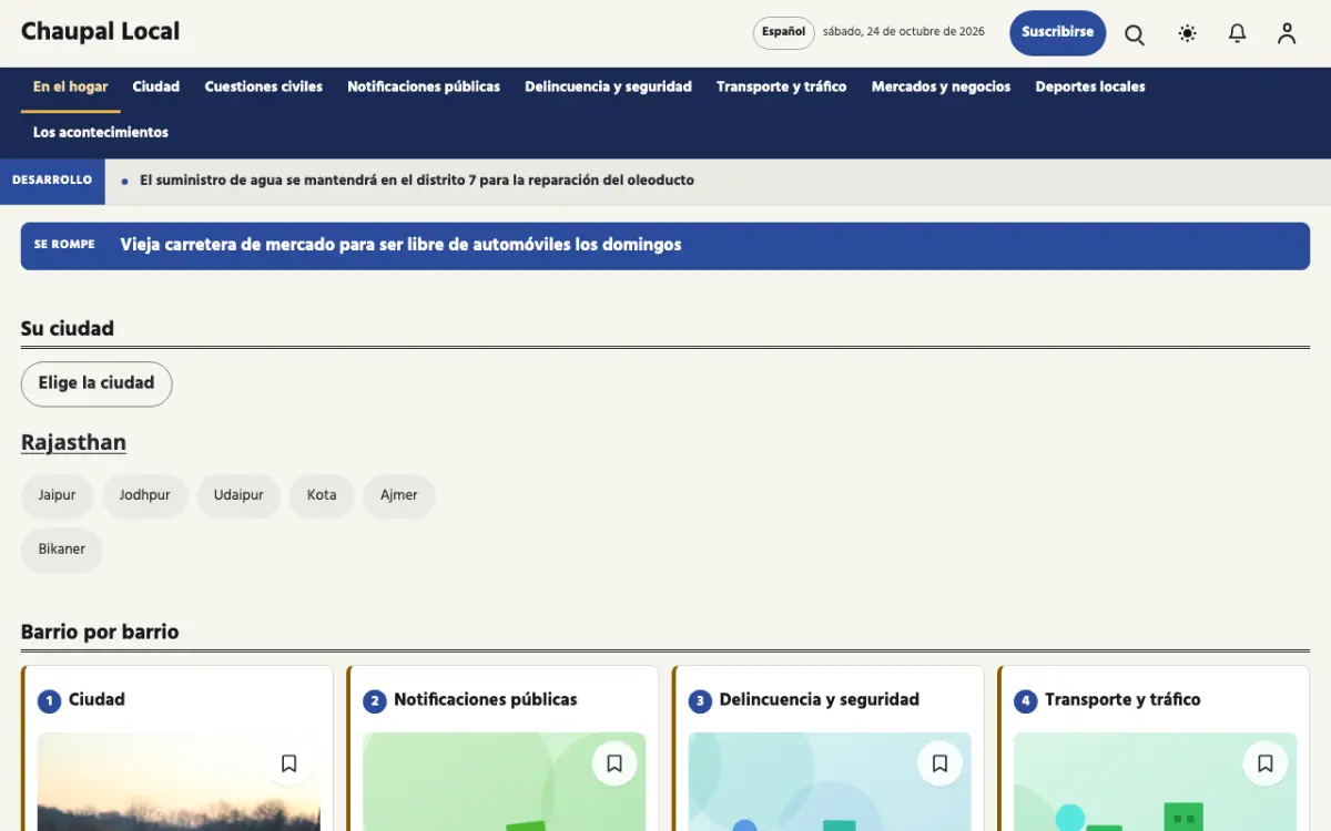 Townwell — plantilla de sitio web de Noticias de Local, vista de escritorio