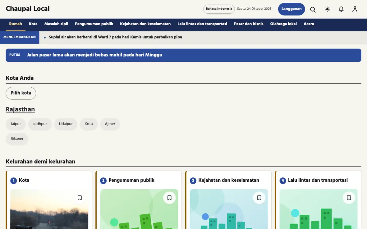 Townwell — template situs Berita Lokal, tampilan desktop