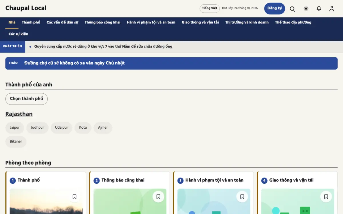 Townwell — mẫu website Tin Địa phương, giao diện máy tính