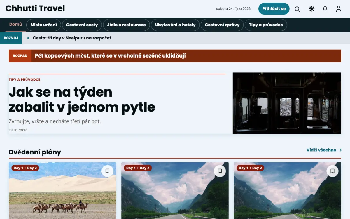 Sunwander — šablona webu v kategorii Cestování: zprávy, zobrazení na počítači