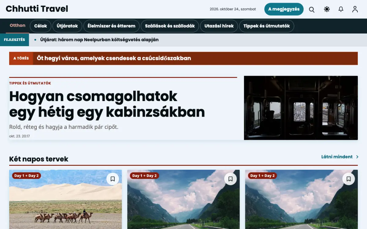 Sunwander — Utazás: hírek weboldalsablon, asztali nézet
