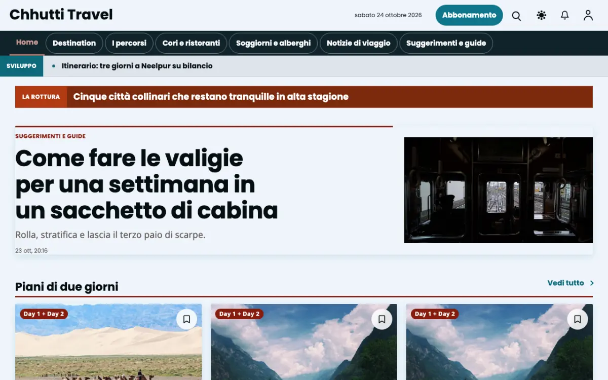 Sunwander – template di sito per News Viaggi, vista desktop