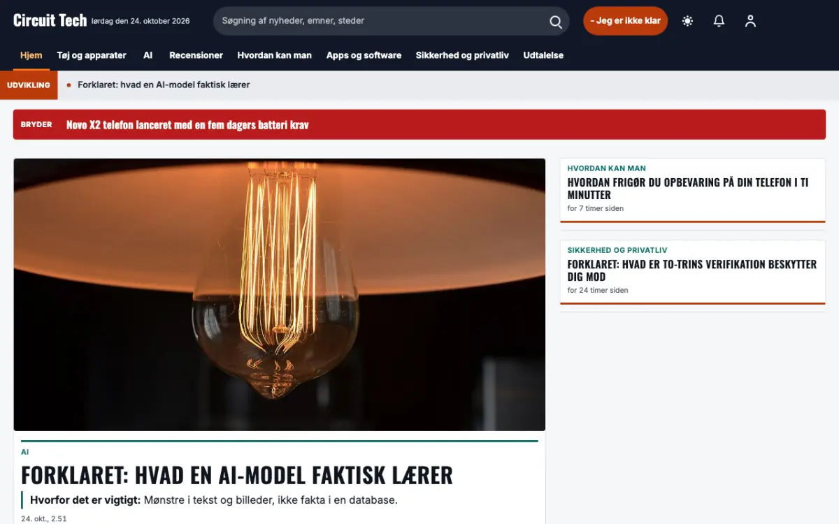 Diode – hjemmesideskabelon til Teknologi News, skrivebordsvisning