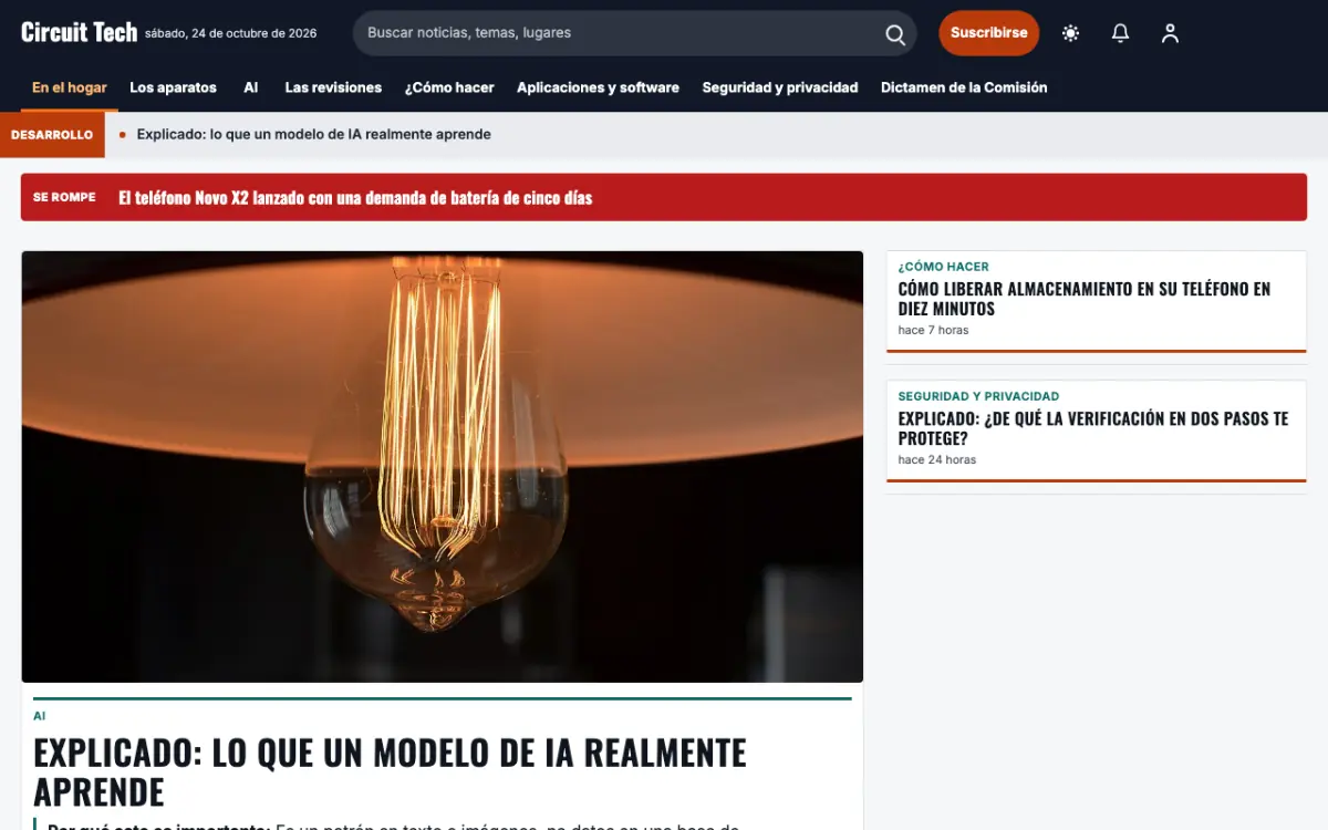 Diode — plantilla de sitio web de Noticias de Tecnología, vista de escritorio