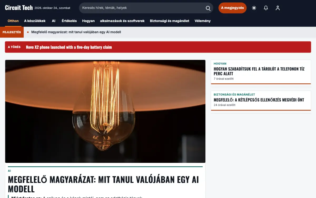 Diode — Technológia: hírek weboldalsablon, asztali nézet