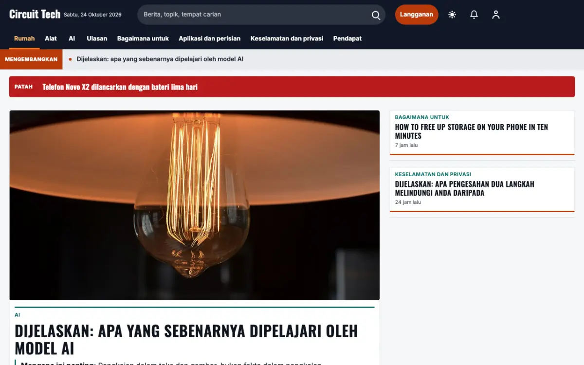 Diode — templat laman web Berita Teknologi, paparan desktop