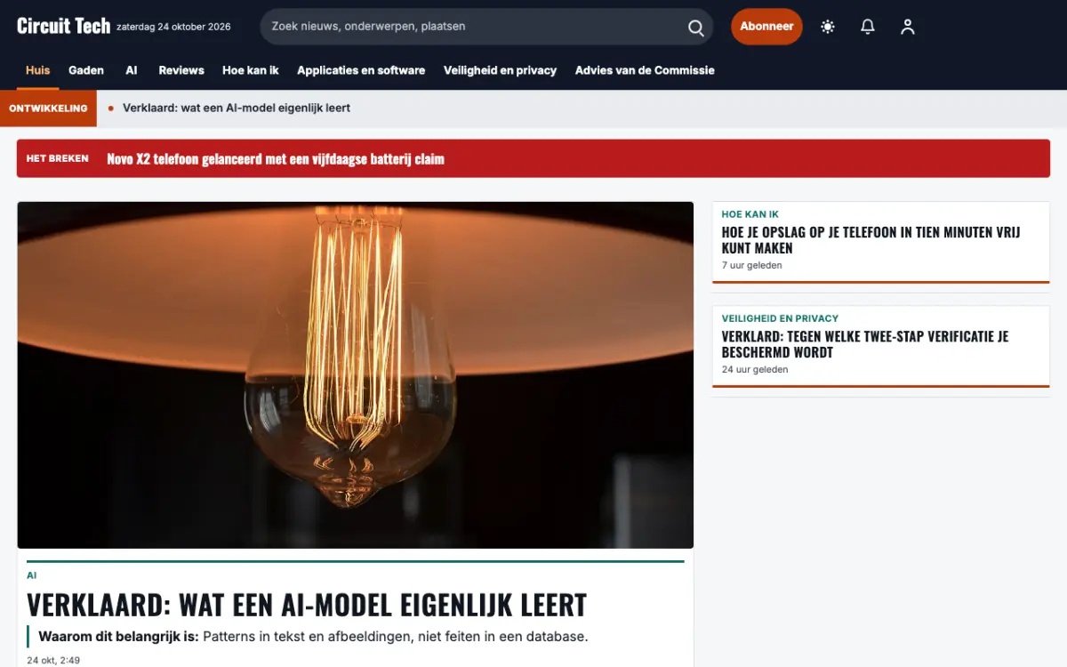 Diode – websitetemplate voor Technologienieuws, desktopweergave