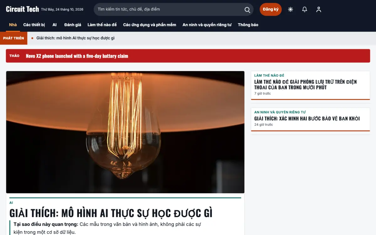 Diode — mẫu website Tin Công nghệ, giao diện máy tính