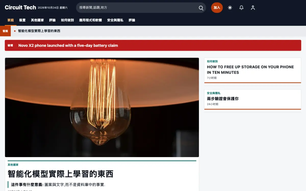 Diode — 科技新聞網站範本，桌面版預覽