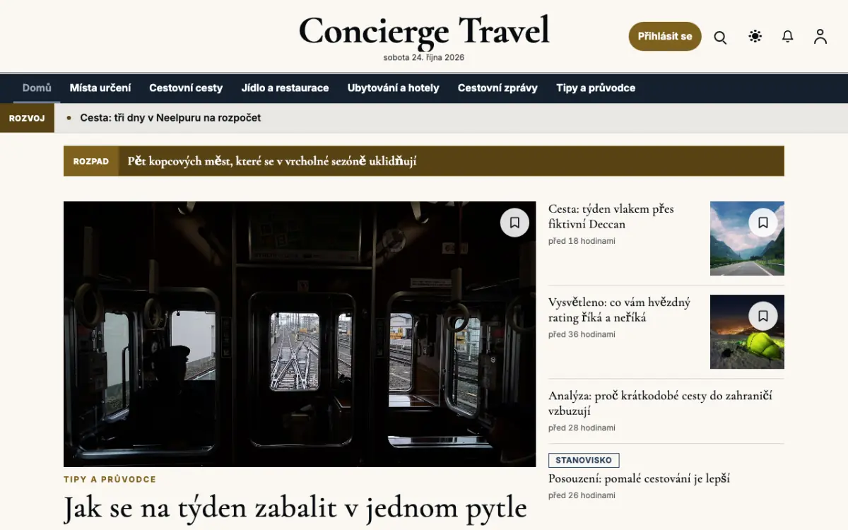 Concierge — šablona webu v kategorii Cestování: zprávy, zobrazení na počítači