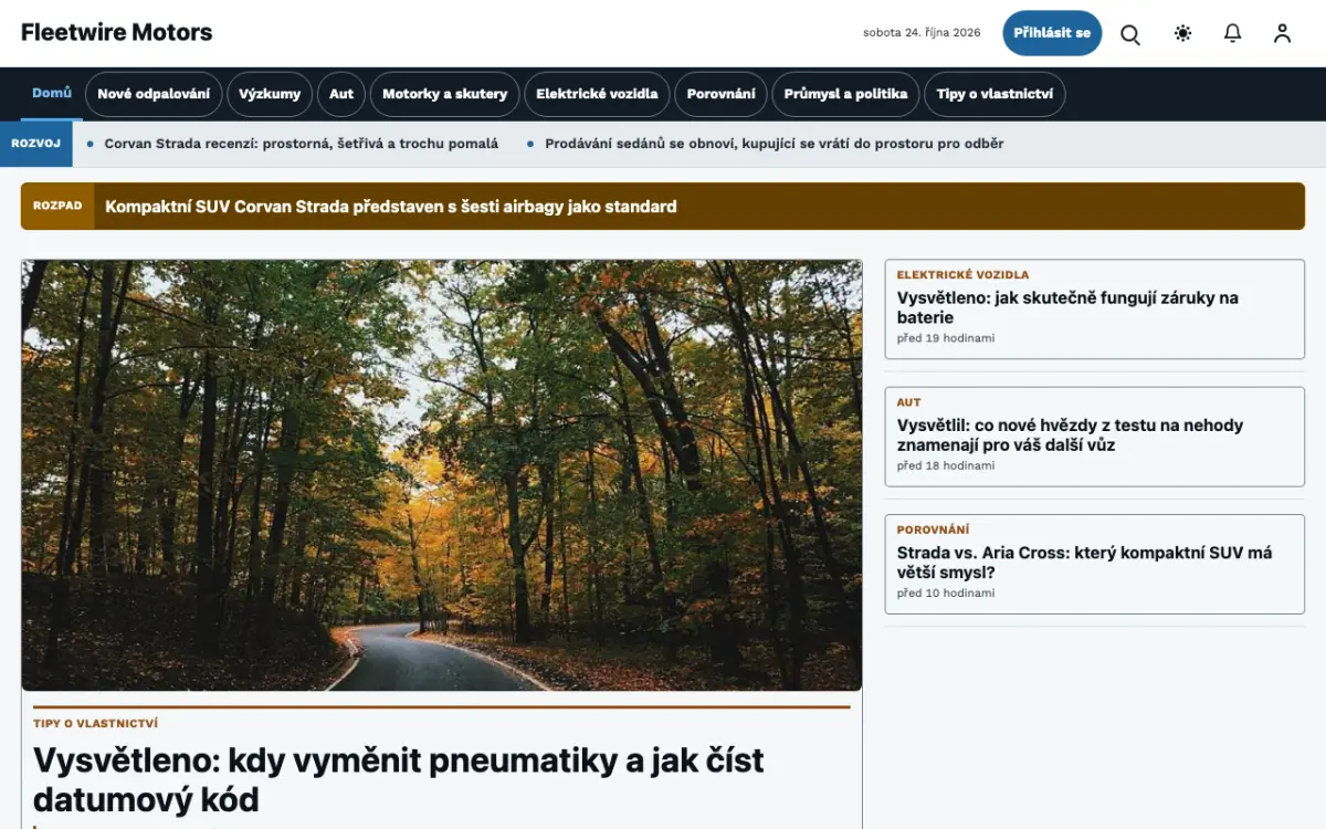 Fleetwire — šablona webu v kategorii Auto-moto: zprávy, zobrazení na počítači
