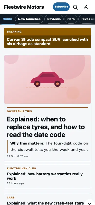Fleetwire — Automotive News app, phone view