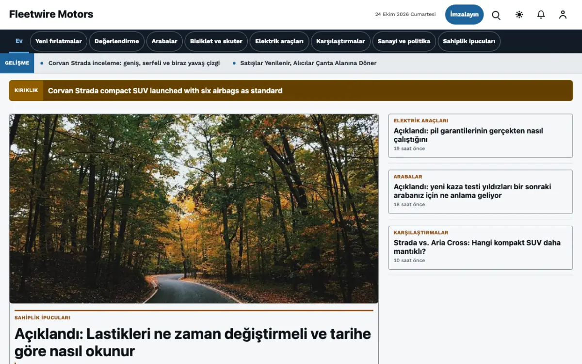Fleetwire — Otomotiv Haberleri web sitesi şablonu, masaüstü görünümü