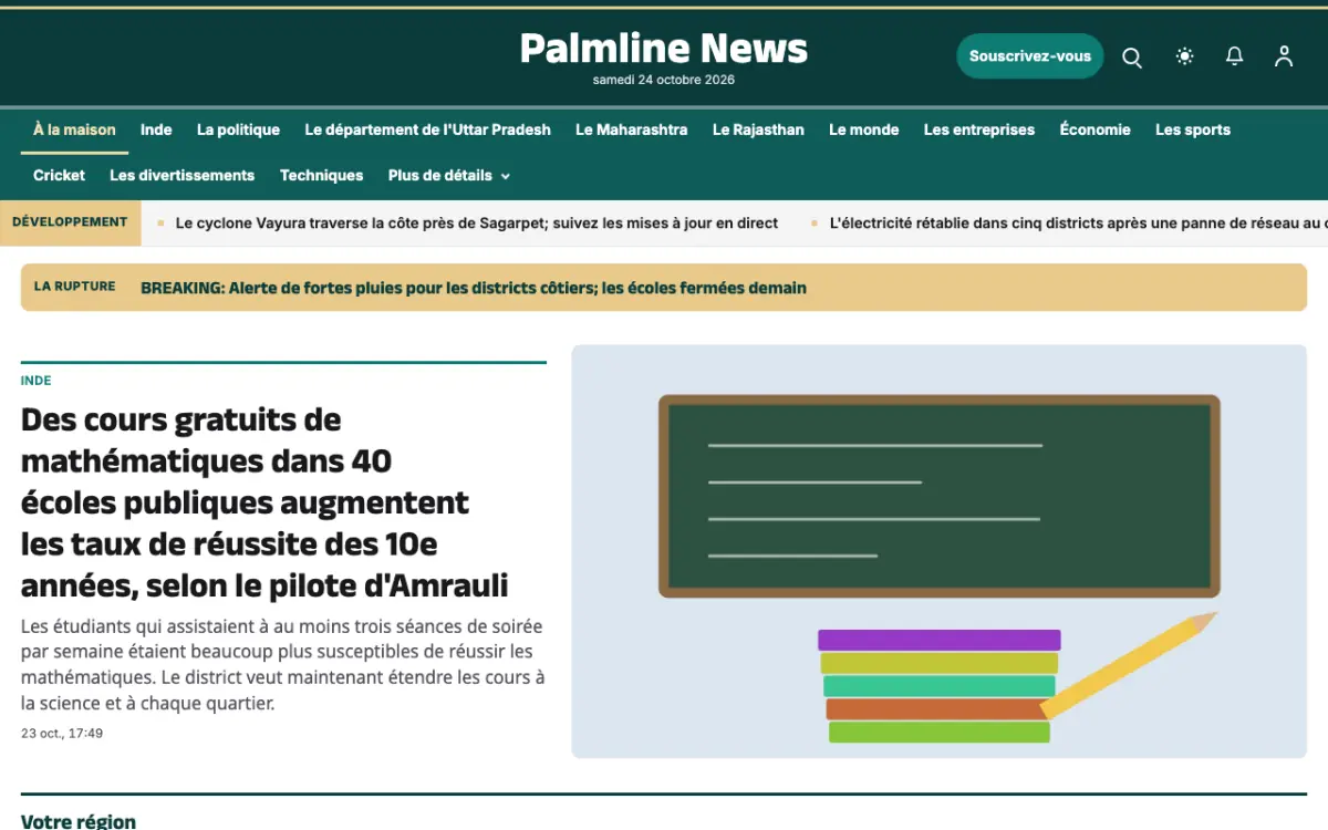Palmline — modèle de site web Actualités Générales, vue sur ordinateur
