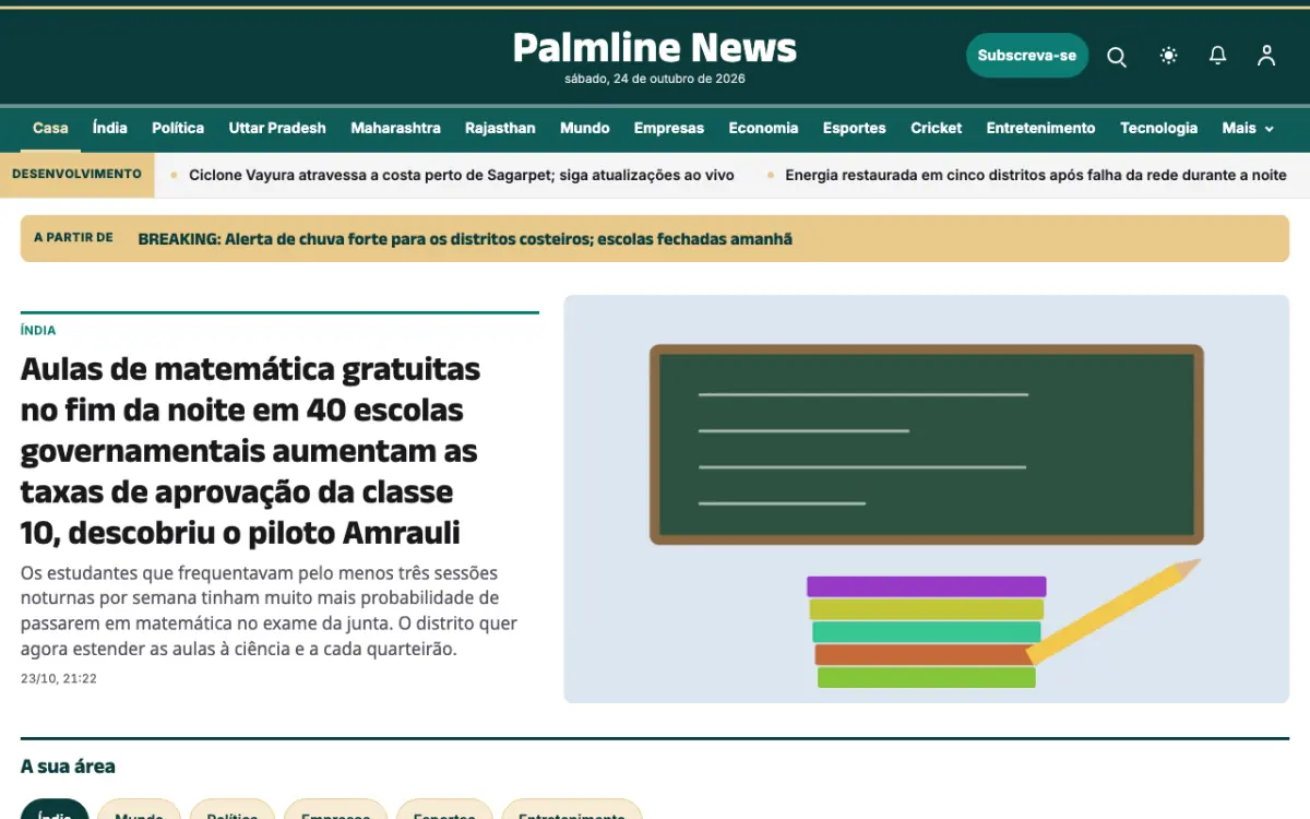 Palmline — modelo de site de Notícias de Gerais, vista em computador