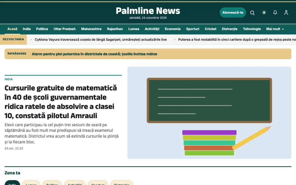 Palmline – șablon de site pentru Știri Generale, vedere pe desktop